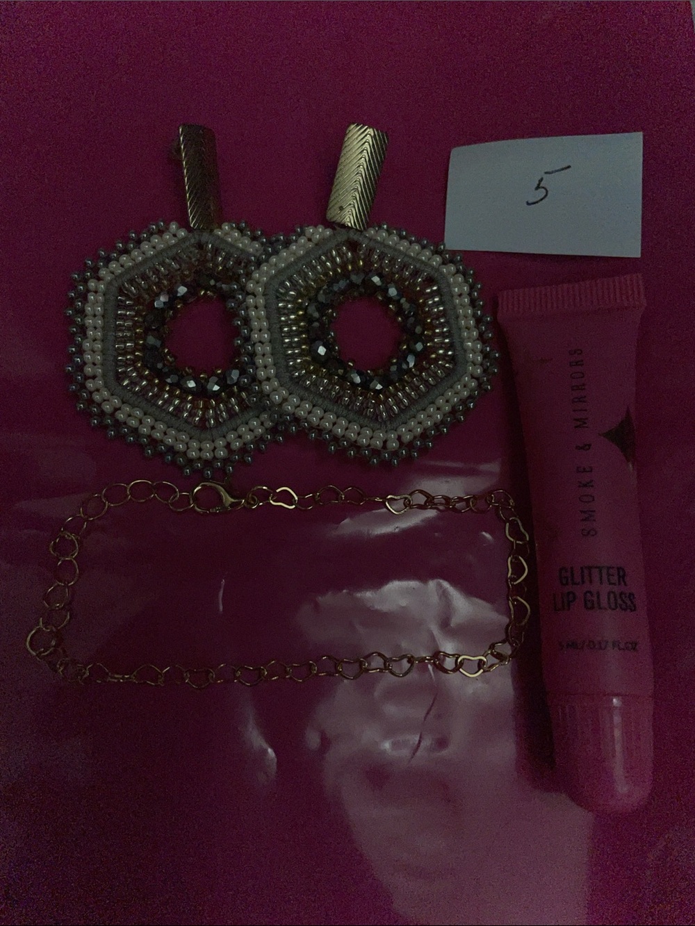 Pick One Jewelry and Lip Gloss Set - Pink, Gold, Brown - Picture 6 of 7